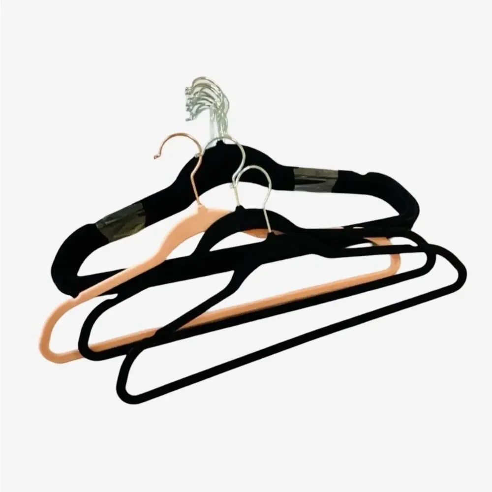 Basics Slim, Velvet, Non-Slip Suit Clothes Hangers, Black/Silver - Pack …
